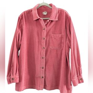 LL BEAN‎ Corduroy Shacket Women’s Size 1X Shirt Jacket Rose Pink Wide Whale